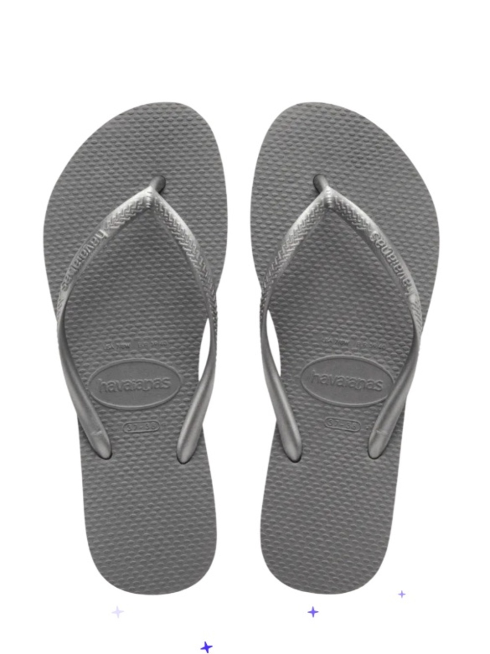 Havaianas Women's Slim Sandals / Rubber Silver Metallic Strap Flip Flop Sz 6-6.5 - Picture 2 of 16